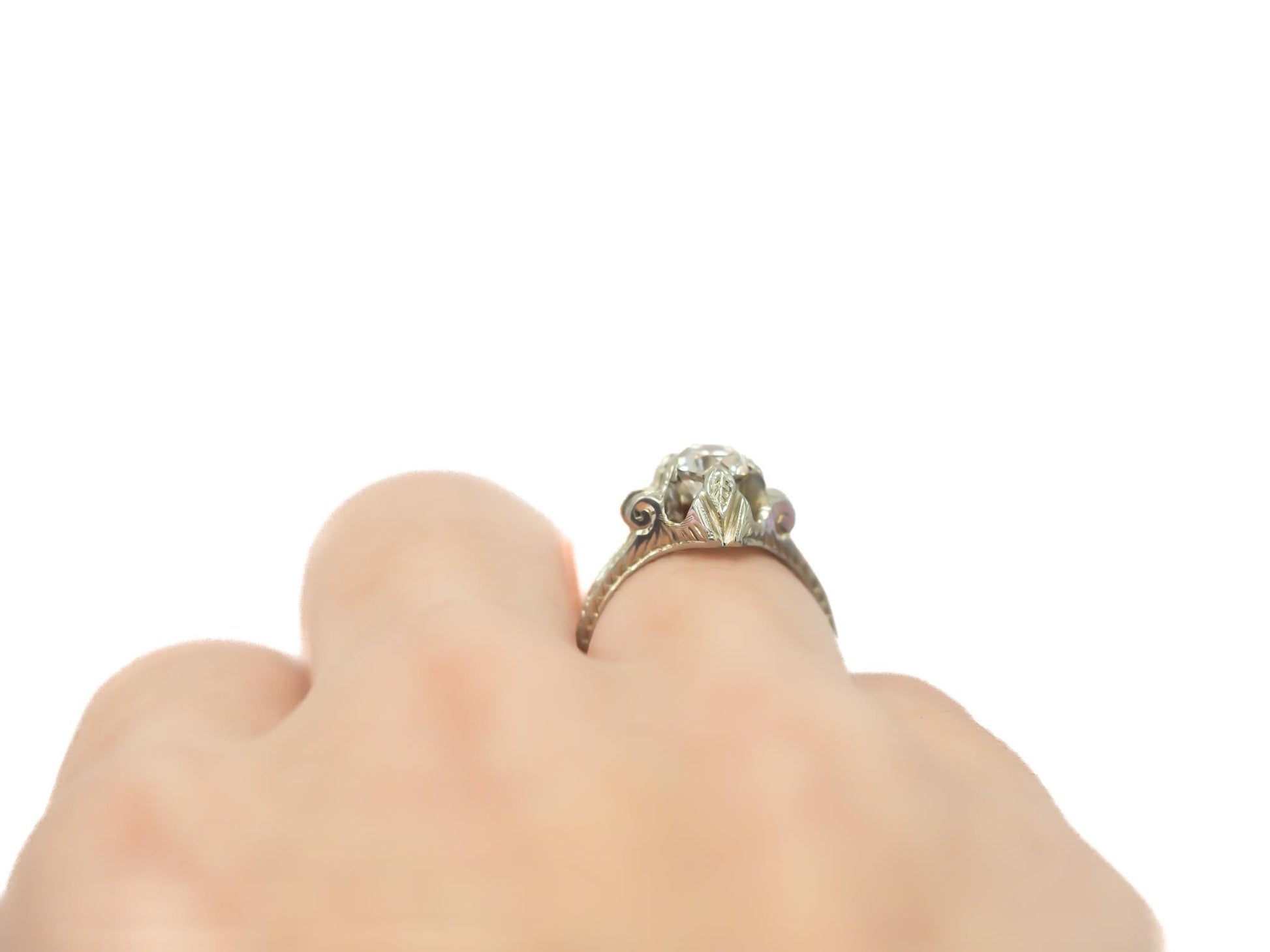 Circa 1930s GIA .89ct Old European Brilliant Diamond Engagement Ring