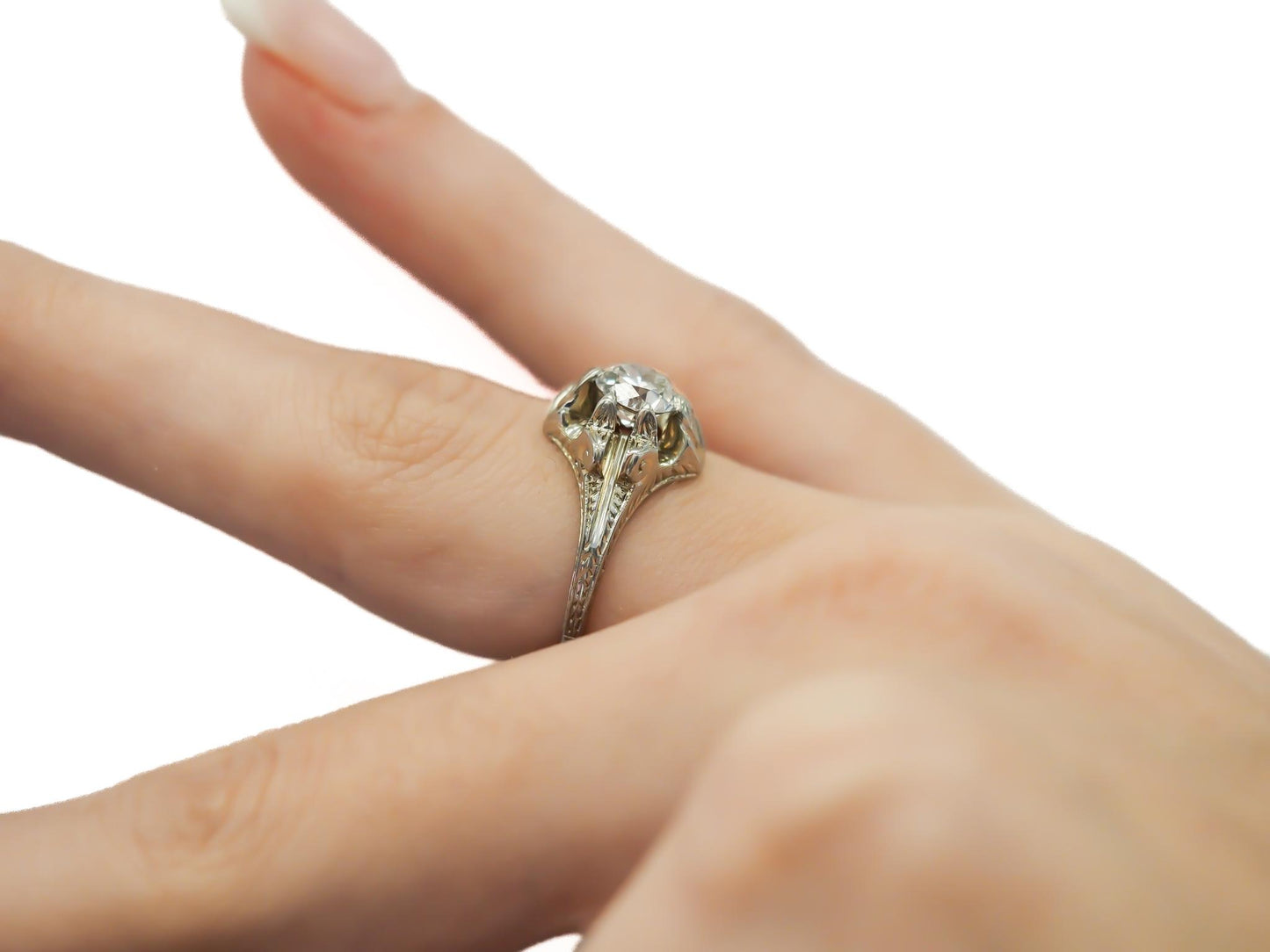 Circa 1930s GIA .89ct Old European Brilliant Diamond Engagement Ring