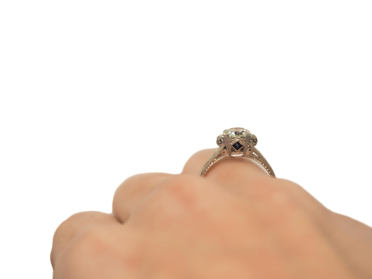 Circa 1920s GIA 1.10ct Old European Brilliant Diamond Engagement Ring