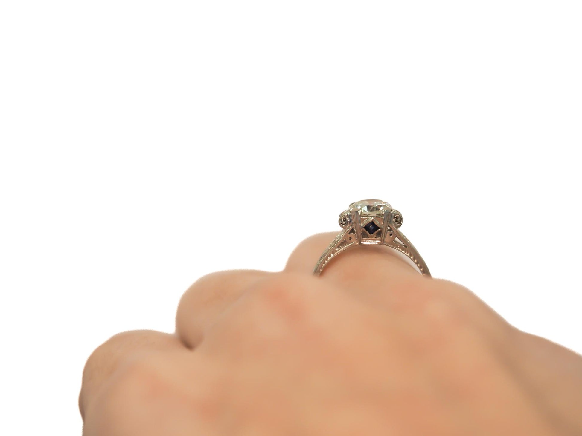 Circa 1920s GIA 1.10ct Old European Brilliant Diamond Engagement Ring