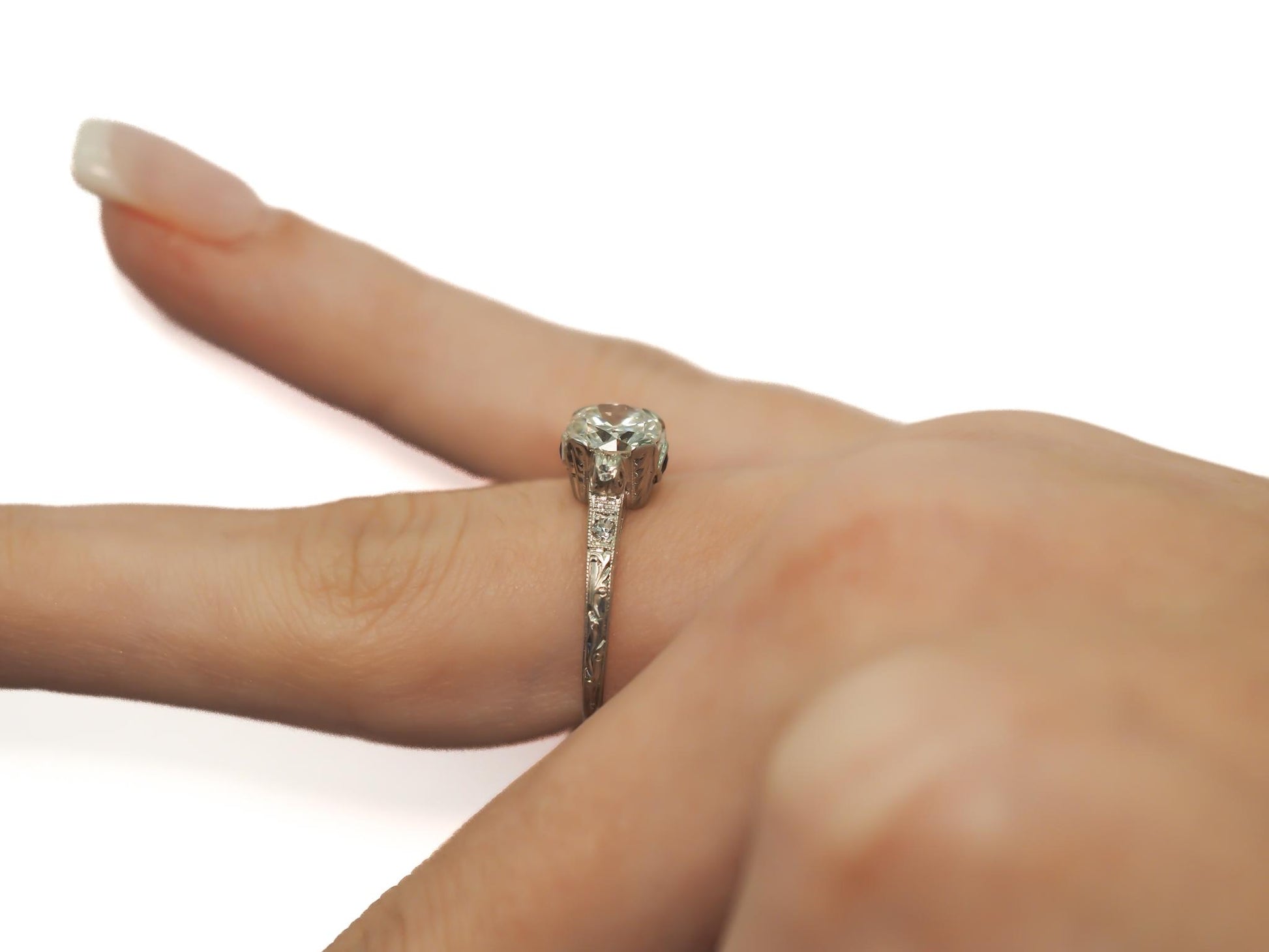 Circa 1920s GIA 1.10ct Old European Brilliant Diamond Engagement Ring