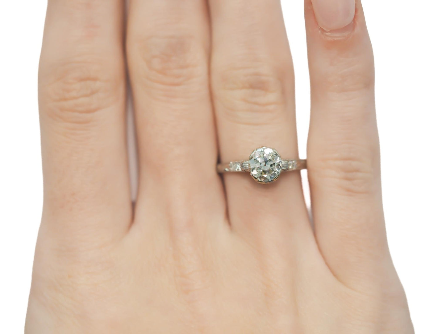 Circa 1920s GIA 1.10ct Old European Brilliant Diamond Engagement Ring