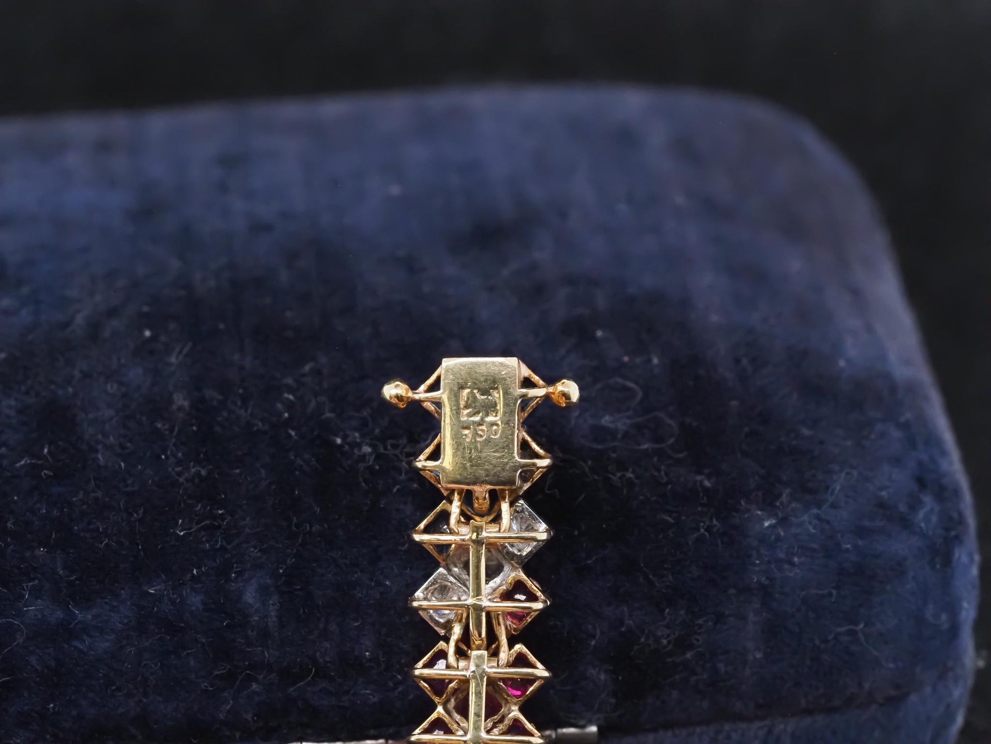 Estate Vintage 18K Yellow Gold Diamond Ruby Sapphire and Emerald Bracelet - VHK#