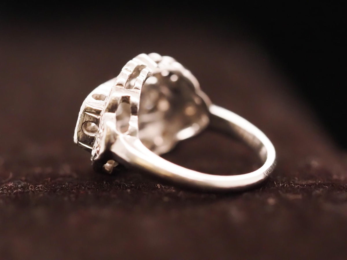 Circa 1930s Platinum Art Deco Three Stone Old European Diamond Ring - VHK#643
