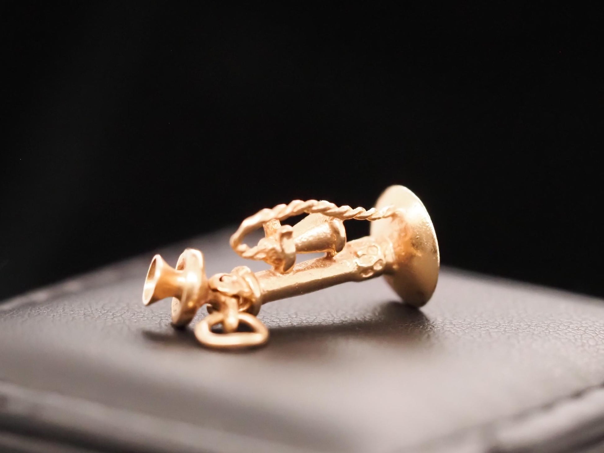 14K Yellow Gold Antique Telephone Charm Pendant - VHK#645