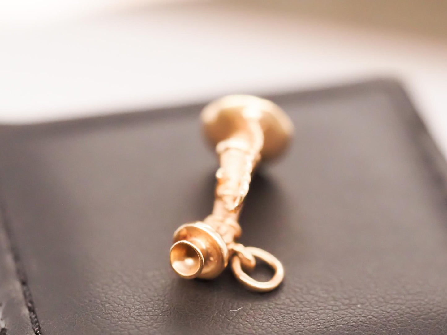 14K Yellow Gold Antique Telephone Charm Pendant - VHK#645
