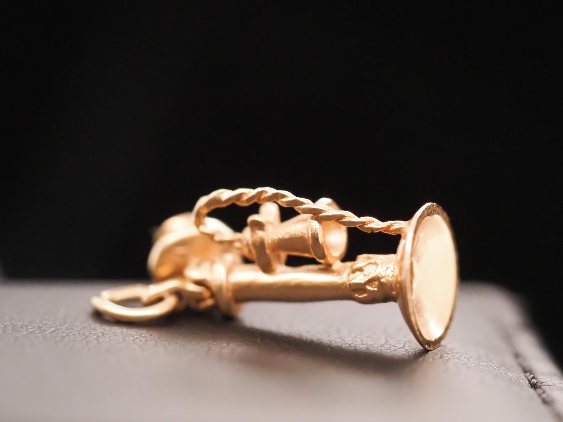 14K Yellow Gold Antique Telephone Charm Pendant - VHK#645
