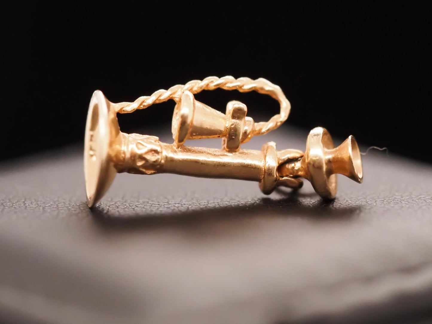 14K Yellow Gold Antique Telephone Charm Pendant - VHK#645