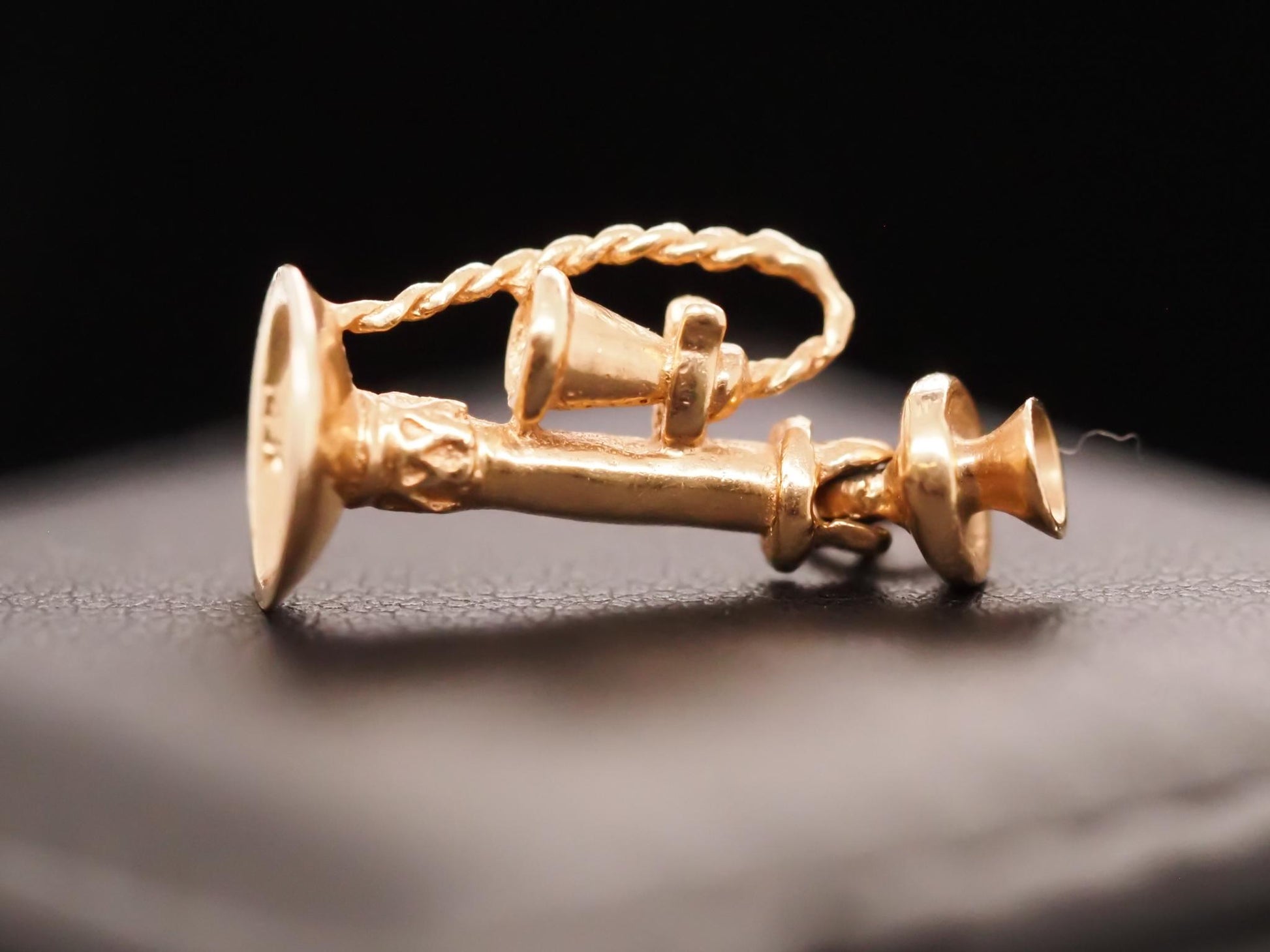 14K Yellow Gold Antique Telephone Charm Pendant - VHK#645