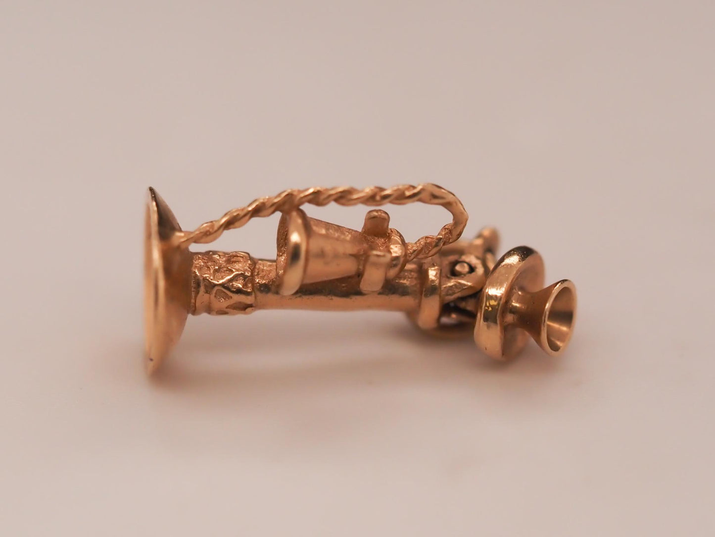 14K Yellow Gold Antique Telephone Charm Pendant - VHK#645