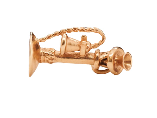 14K Yellow Gold Antique Telephone Charm Pendant - VHK#645