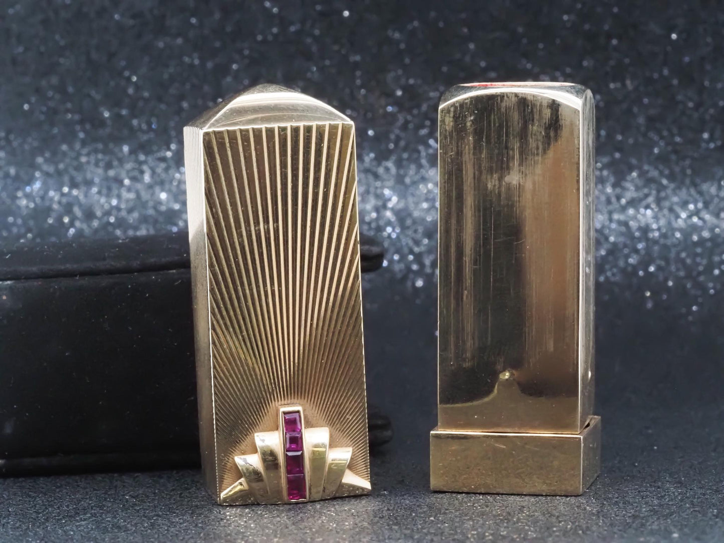 Estate  14K Yellow Gold Vintage Tiffany & Co. Lipstick Holder with Rubies - VHK#