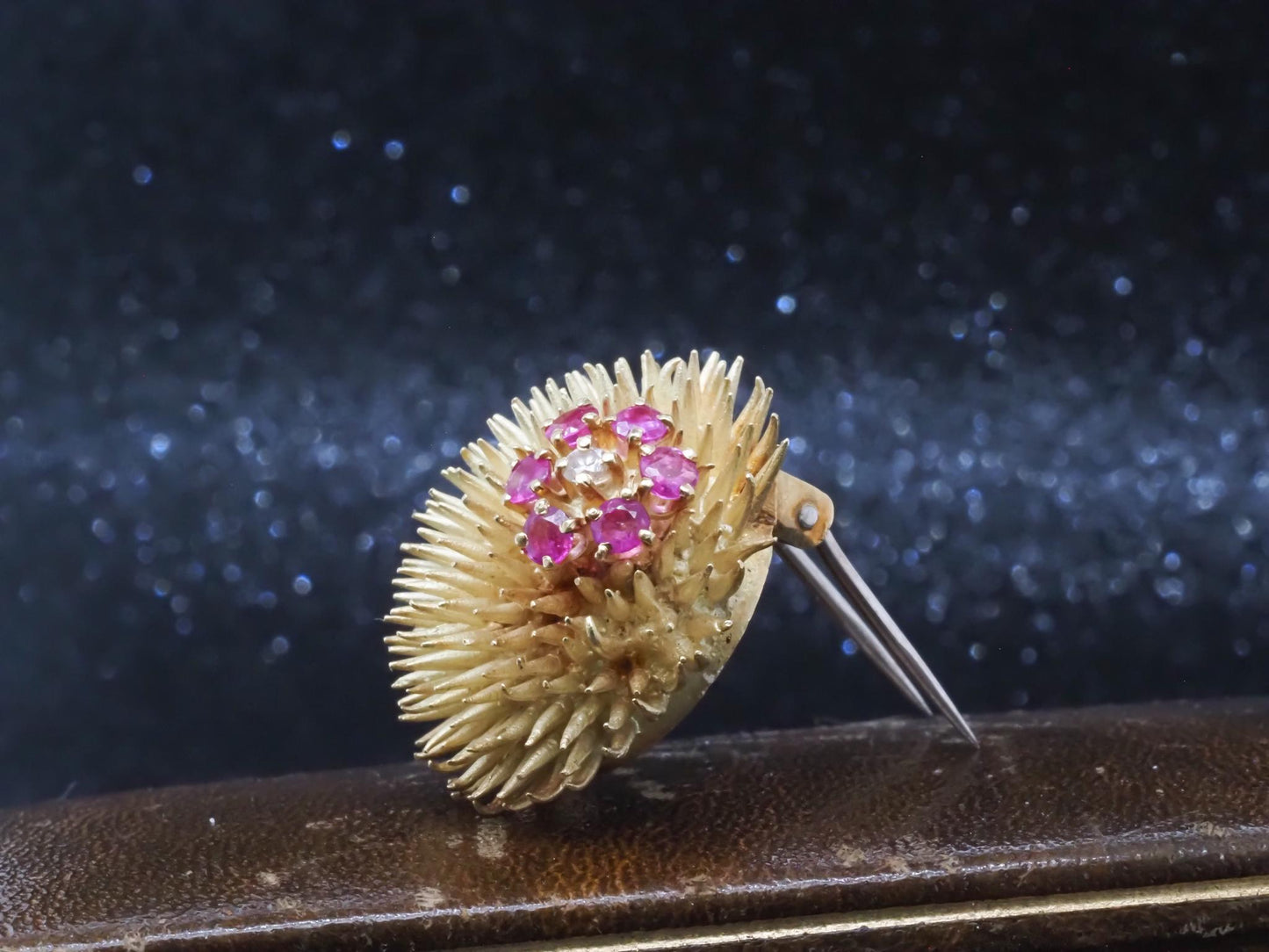 Estate Vintage Tiffany & Co. Sea Urchin Brooch with Ruby and Diamond - VHK#821