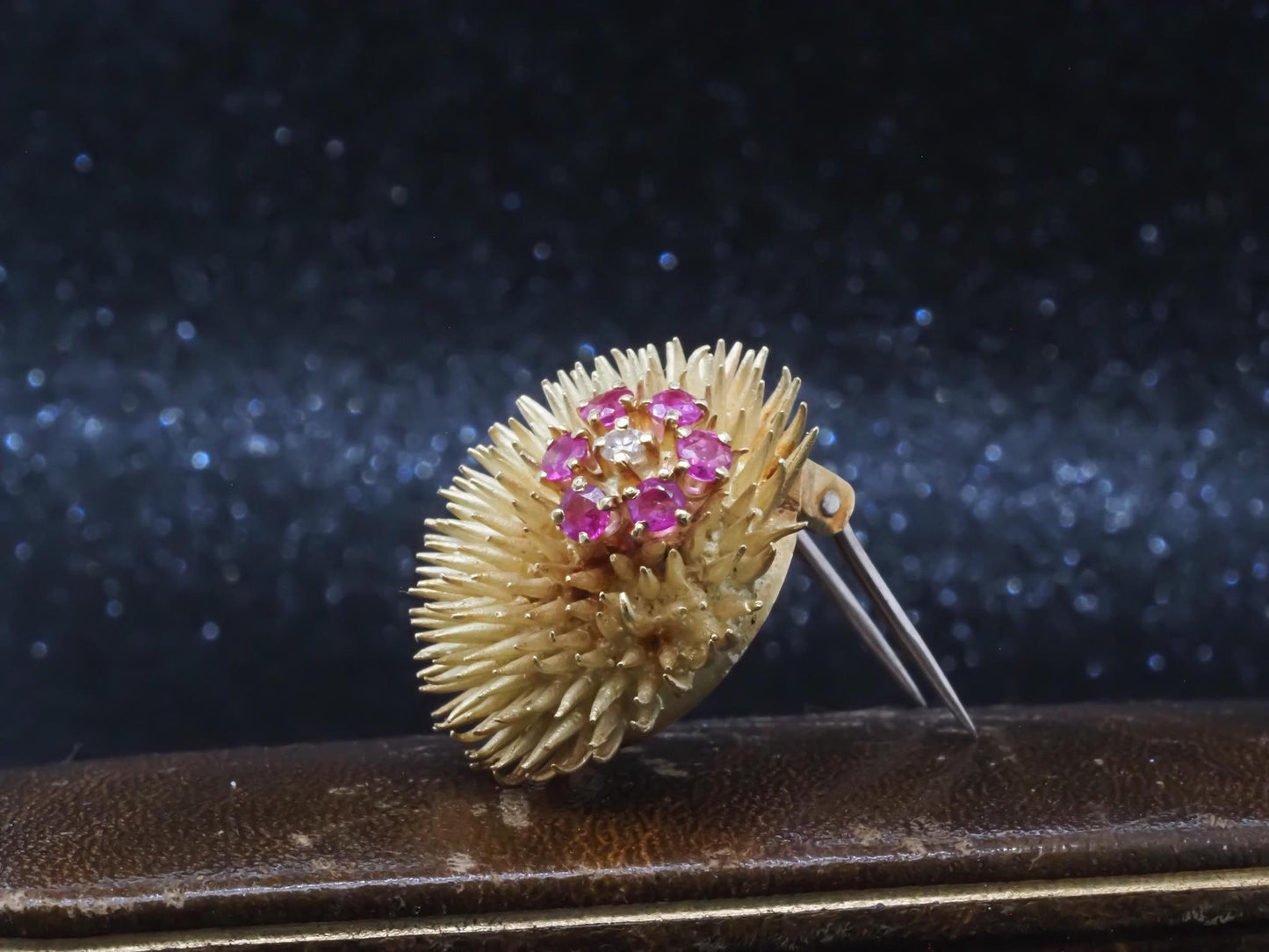 Estate Vintage Tiffany & Co. Sea Urchin Brooch with Ruby and Diamond - VHK#821