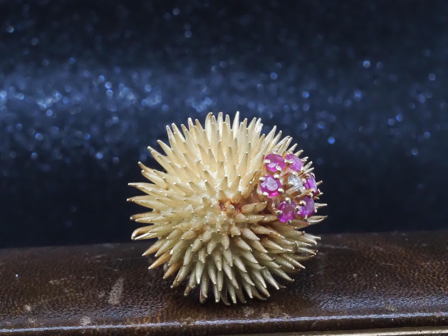 Estate Vintage Tiffany & Co. Sea Urchin Brooch with Ruby and Diamond - VHK#821