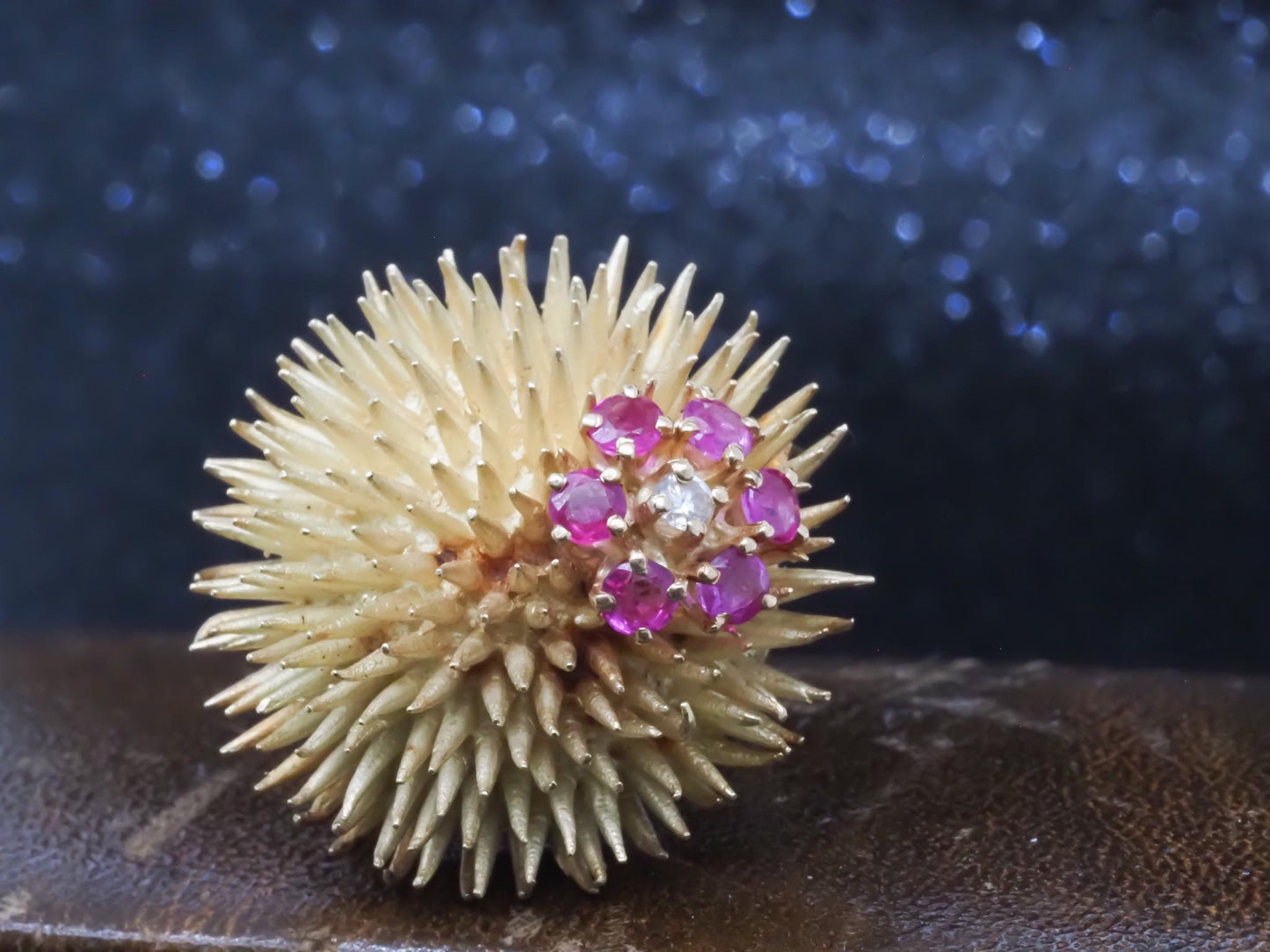 Estate Vintage Tiffany & Co. Sea Urchin Brooch with Ruby and Diamond - VHK#821