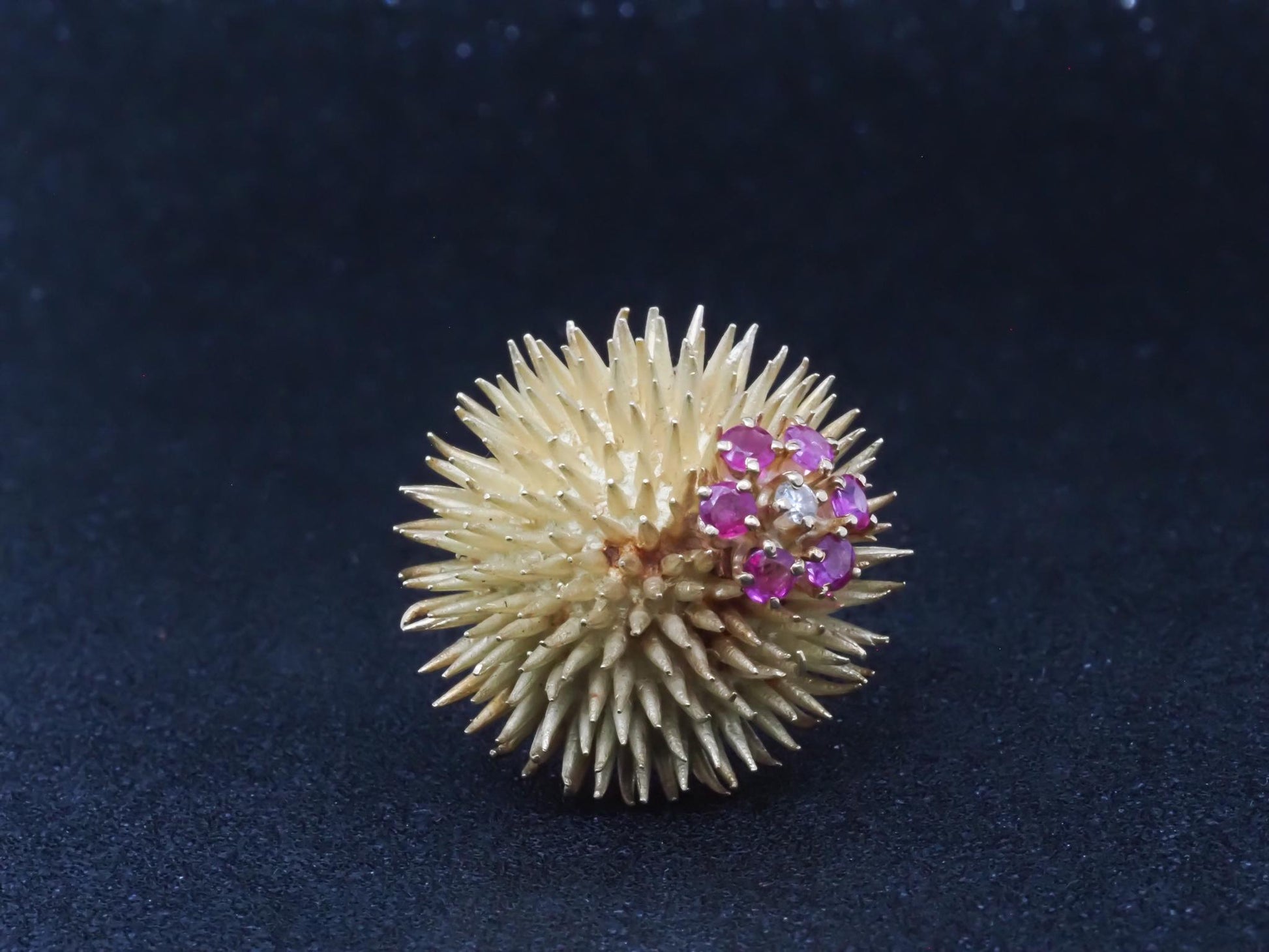 Estate Vintage Tiffany & Co. Sea Urchin Brooch with Ruby and Diamond - VHK#821