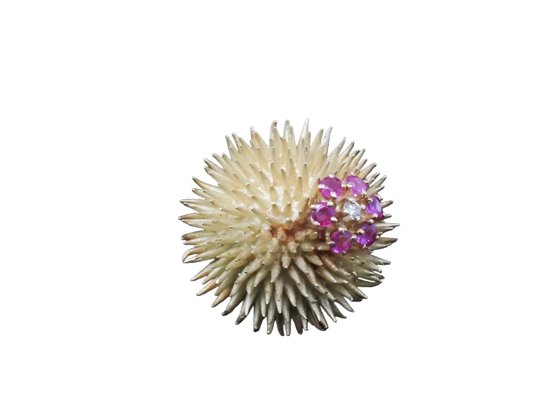 Estate Vintage Tiffany & Co. Sea Urchin Brooch with Ruby and Diamond - VHK#821