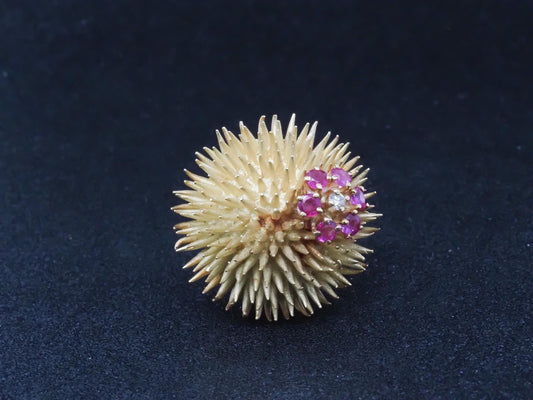 Estate Vintage Tiffany & Co. Sea Urchin Brooch with Ruby and Diamond - VHK#821