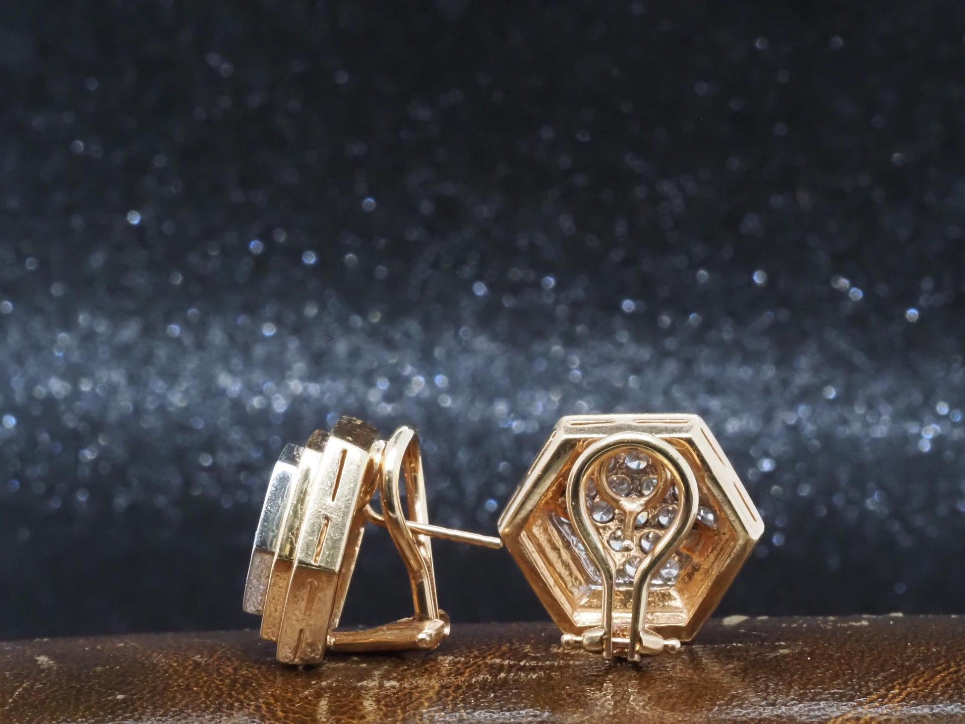 Vintage 14K Yellow Gold Diamond Cluster Earrings - VHK#852a