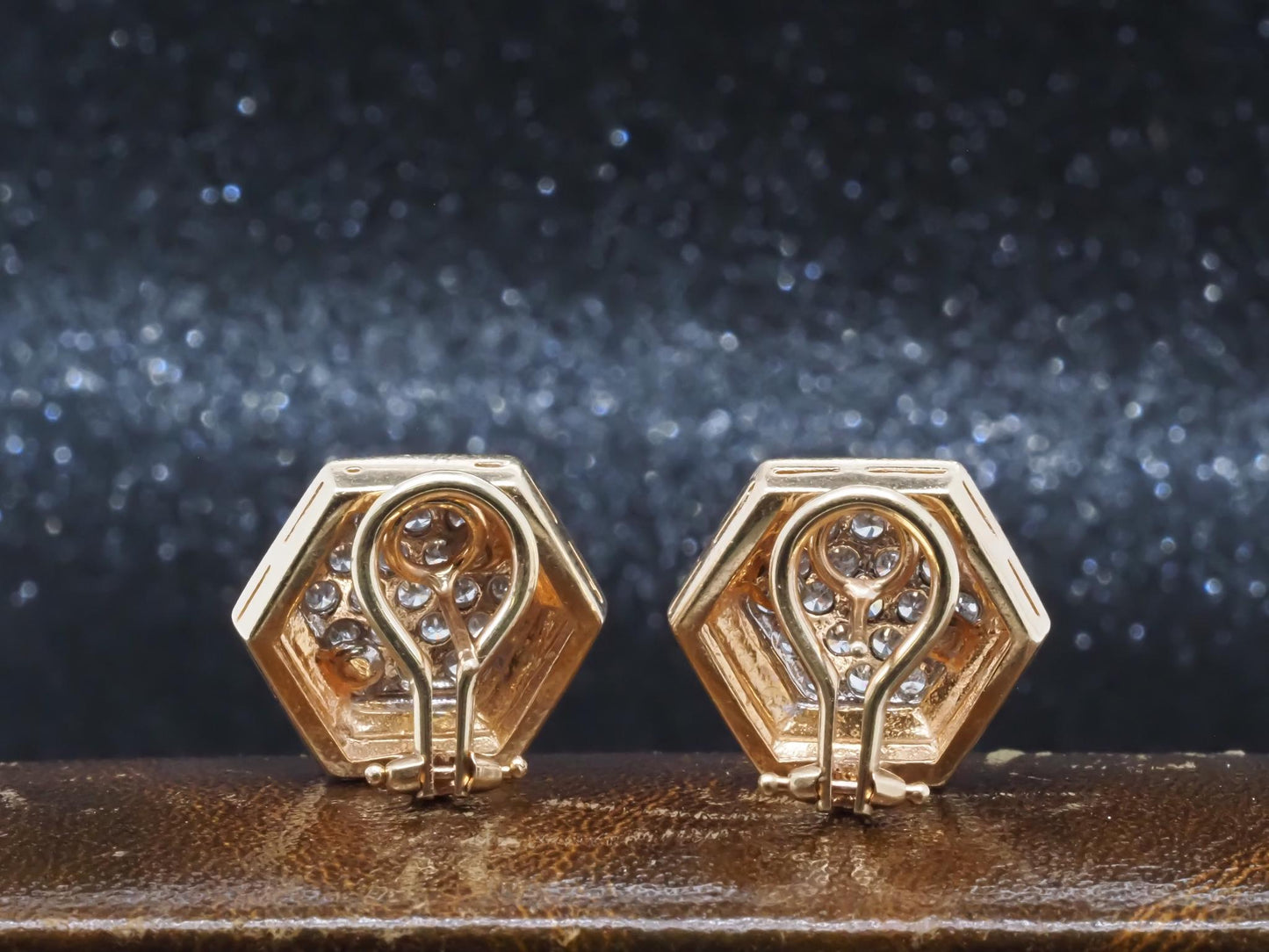 Vintage 14K Yellow Gold Diamond Cluster Earrings - VHK#852a