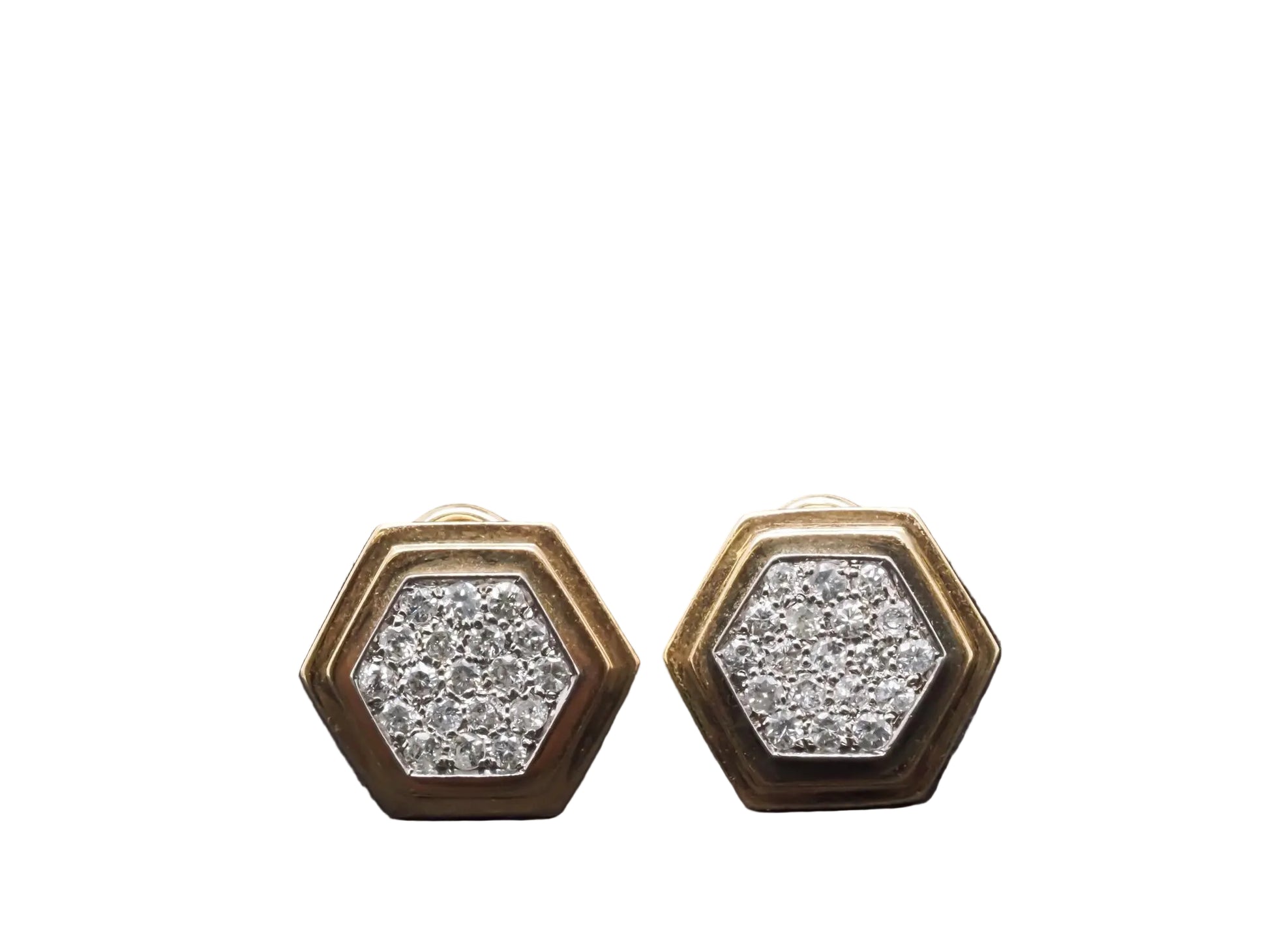 Vintage 14K Yellow Gold Diamond Cluster Earrings - VHK#852a