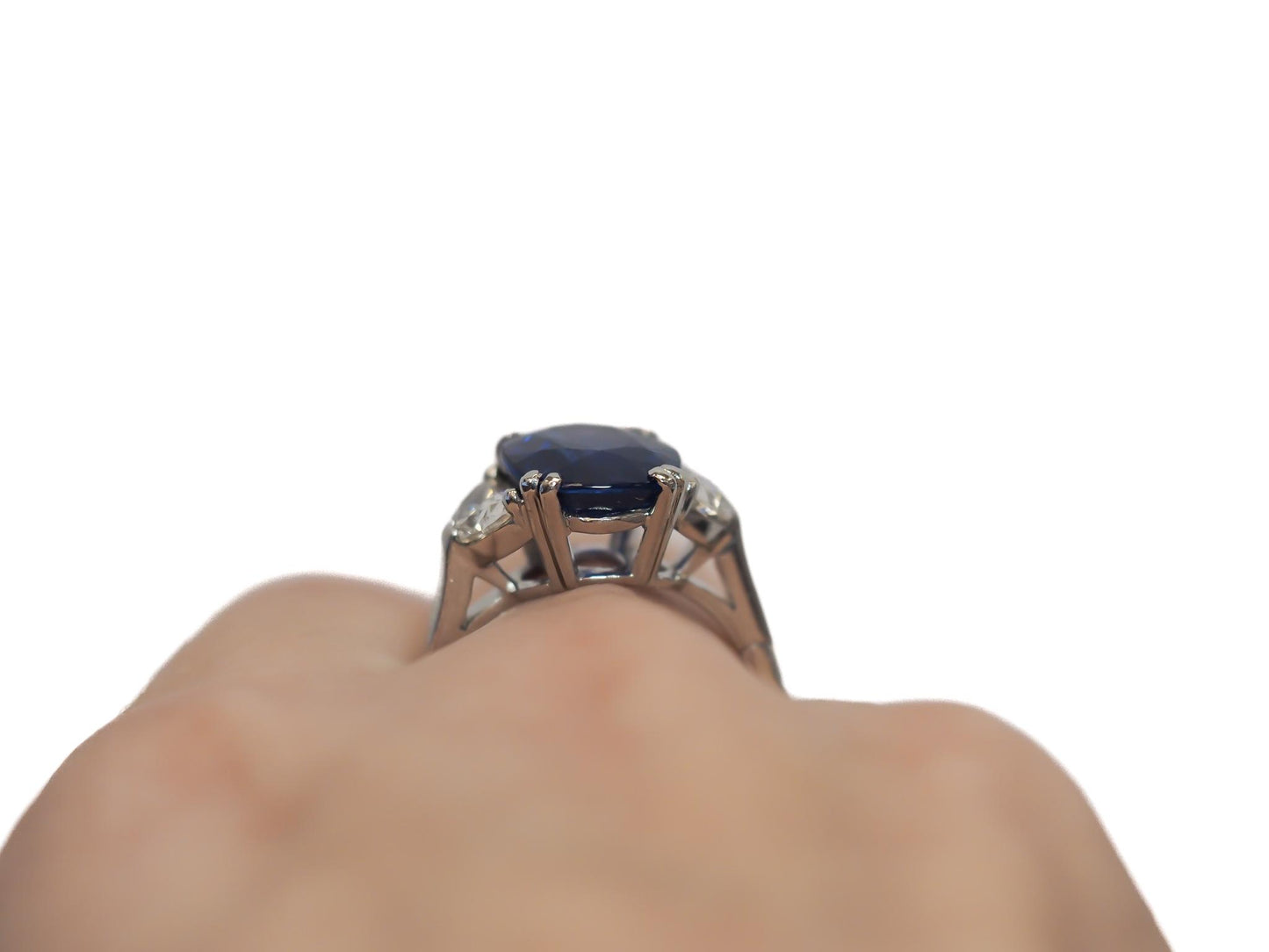 Estate 5.50ct AGL Blue Sapphire and Diamond Platinum Engagement Ring - VEG#59b