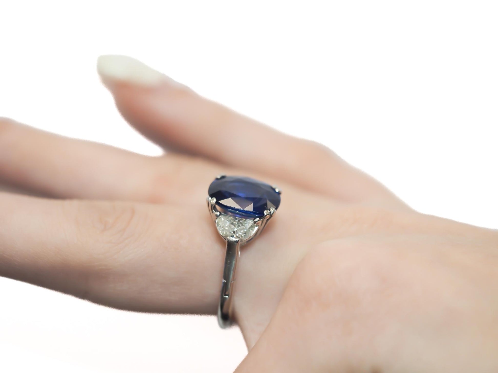 Estate 5.50ct AGL Blue Sapphire and Diamond Platinum Engagement Ring - VEG#59b