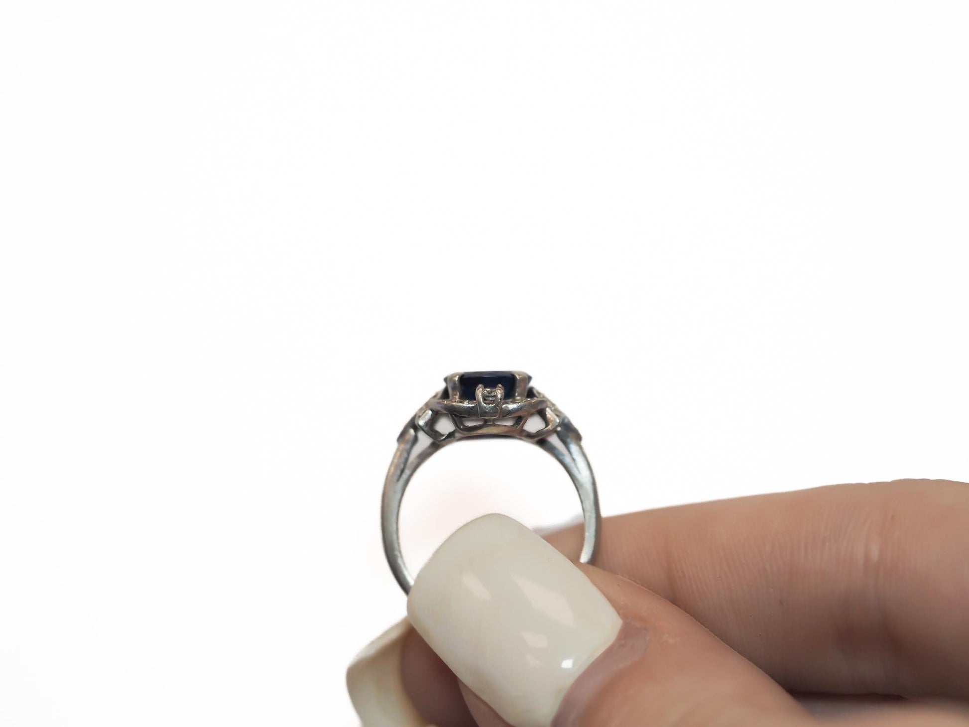 Art Deco Raymond YARD Unheated AGL Sapphire Engagement Ring - VEG#68a