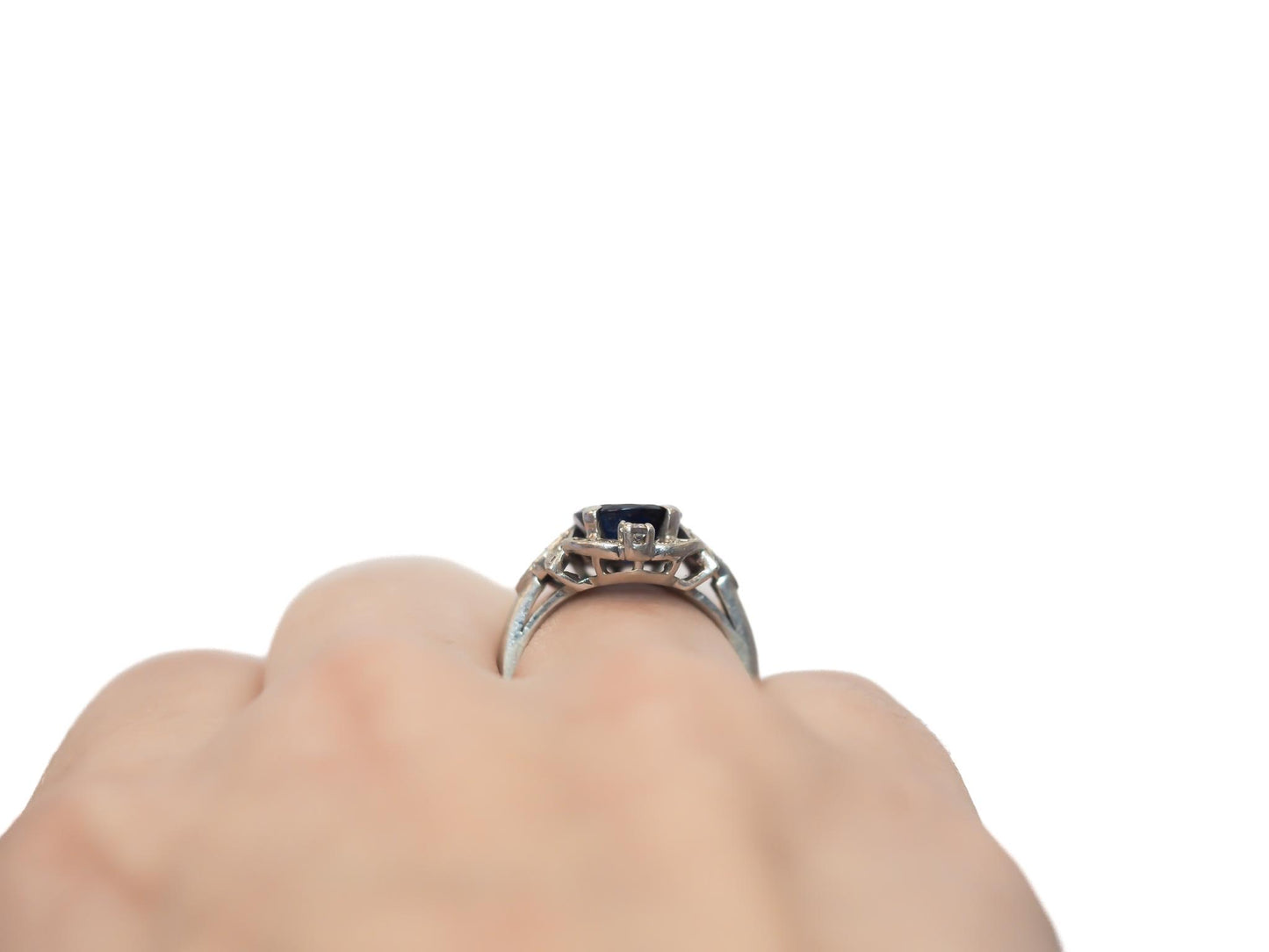 Art Deco Raymond YARD Unheated AGL Sapphire Engagement Ring - VEG#68a