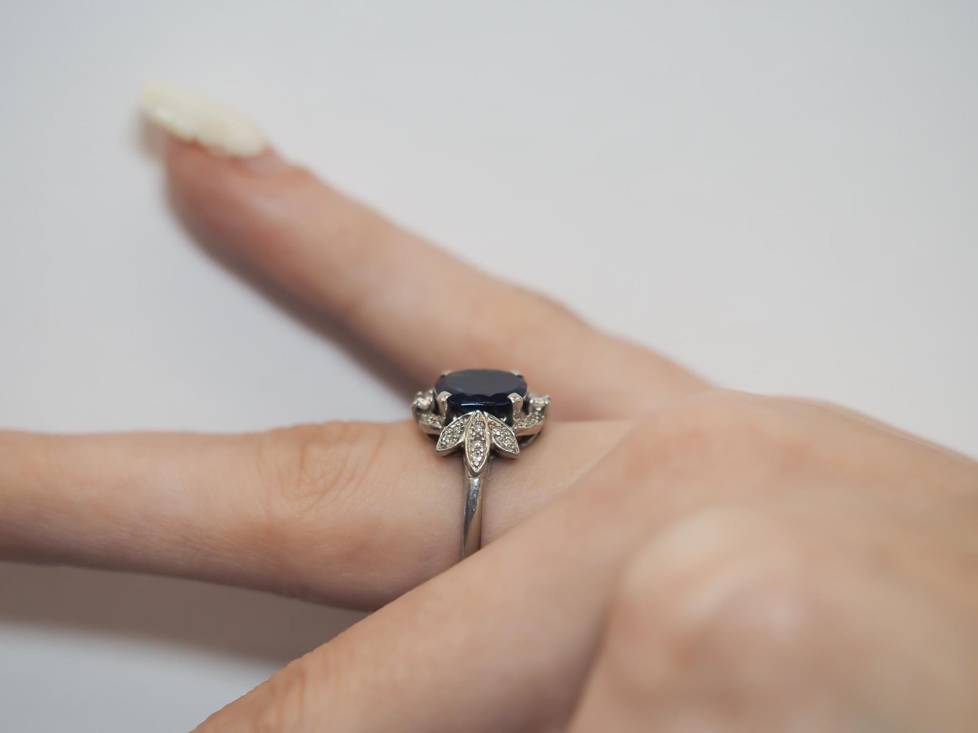 Art Deco Raymond YARD Unheated AGL Sapphire Engagement Ring - VEG#68a