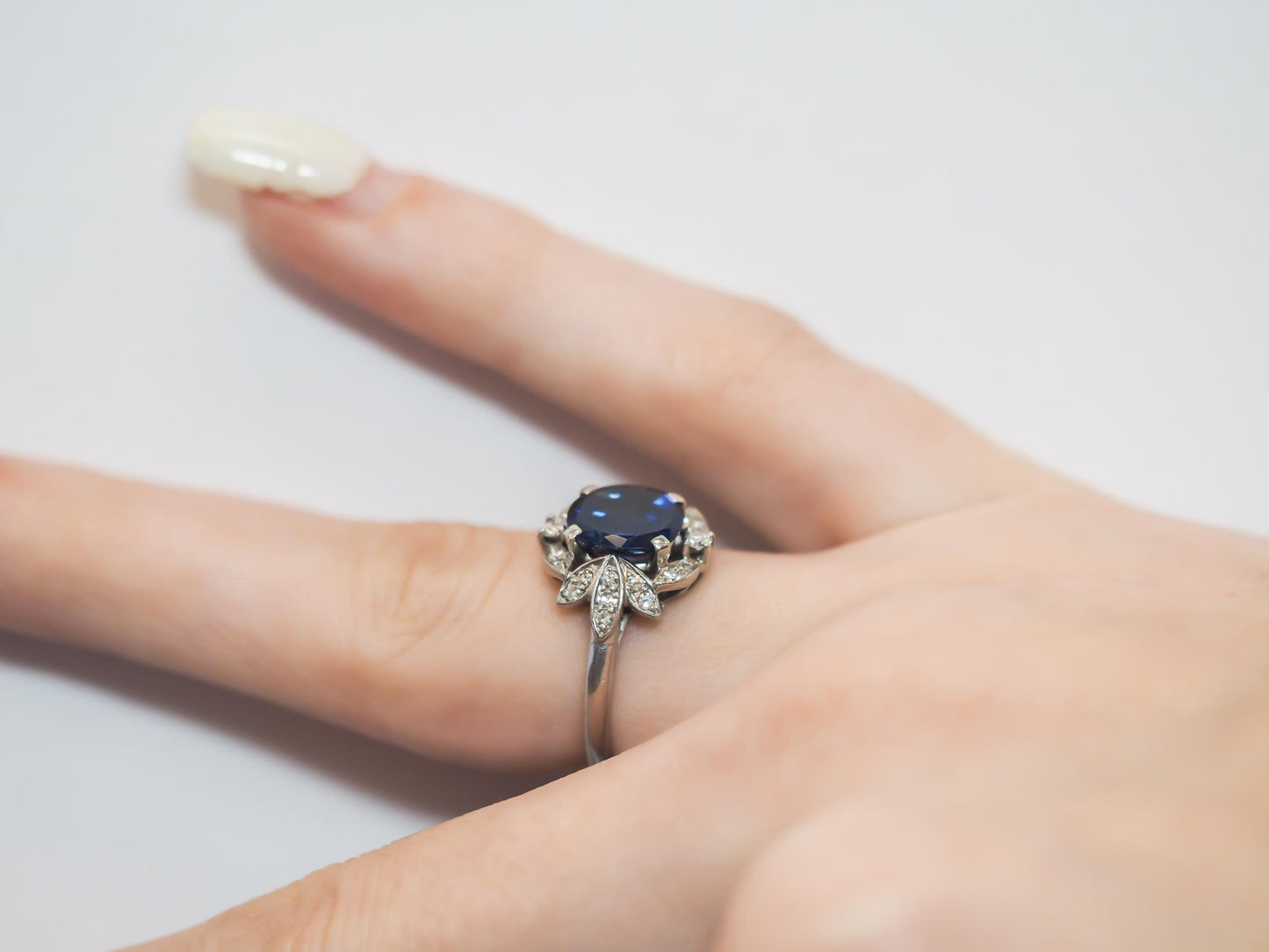 Art Deco Raymond YARD Unheated AGL Sapphire Engagement Ring - VEG#68a