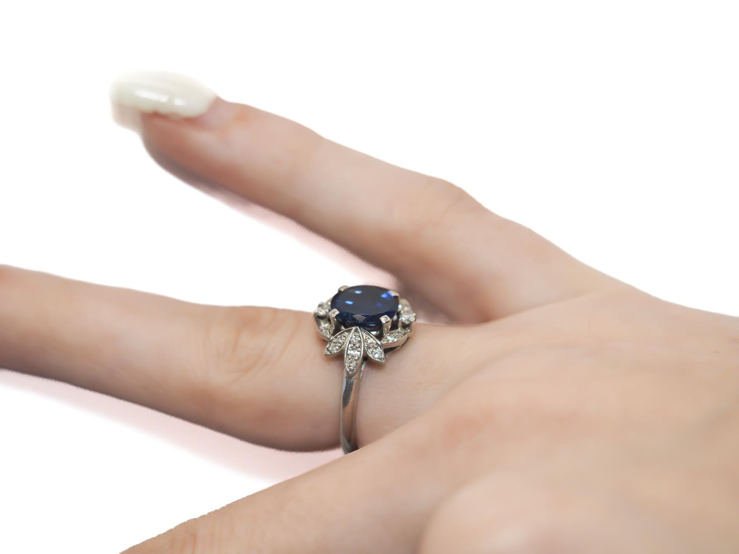 Art Deco Raymond YARD Unheated AGL Sapphire Engagement Ring - VEG#68a