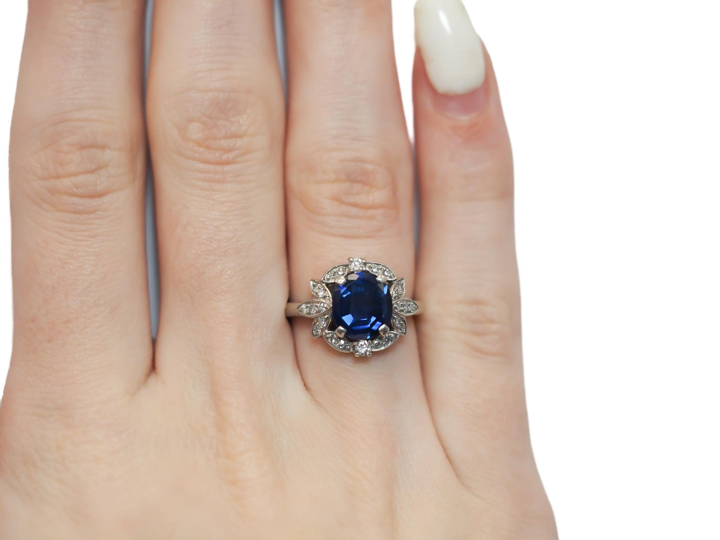 Art Deco Raymond YARD Unheated AGL Sapphire Engagement Ring - VEG#68a
