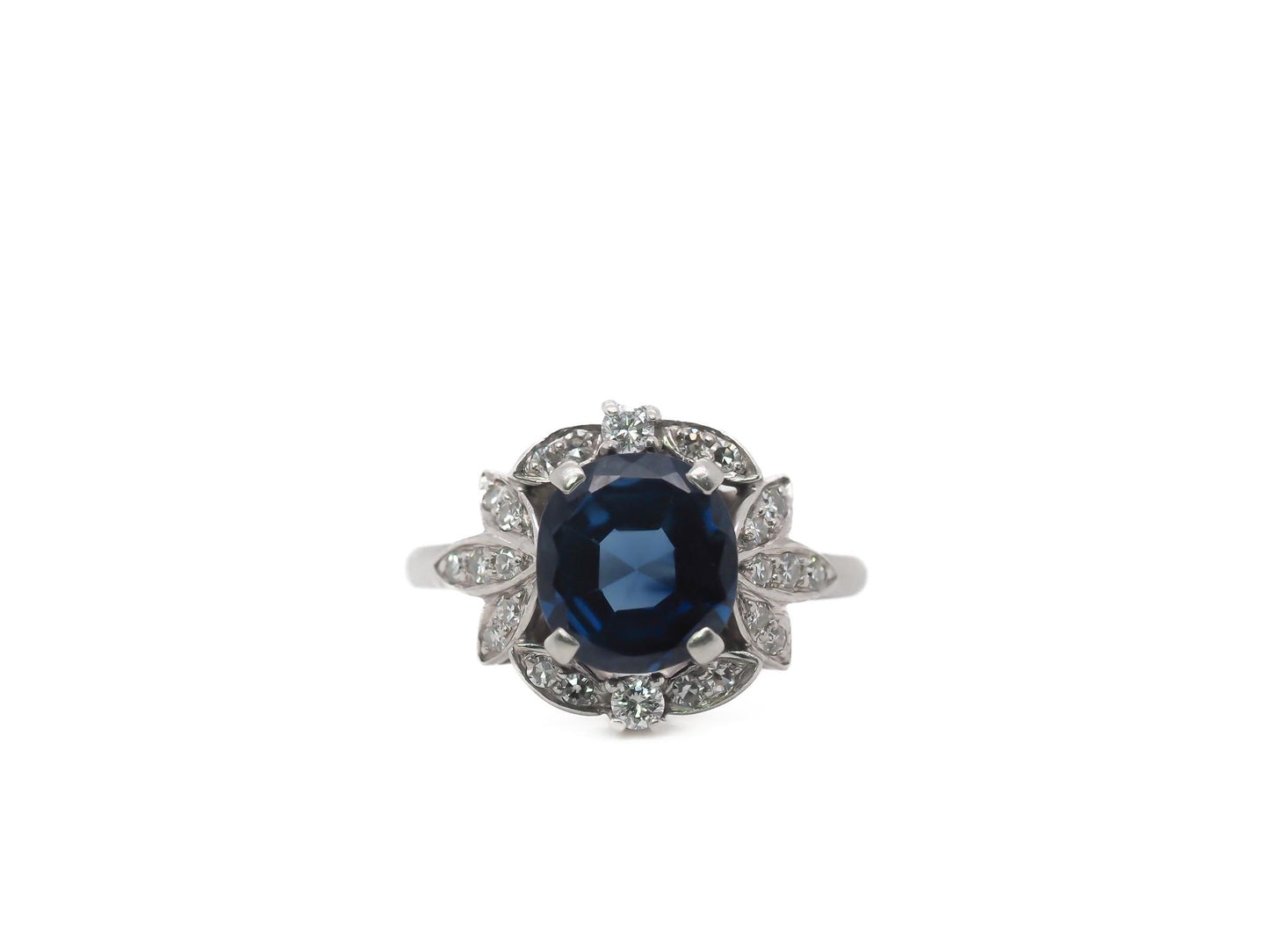 Art Deco Raymond YARD Unheated AGL Sapphire Engagement Ring - VEG#68a