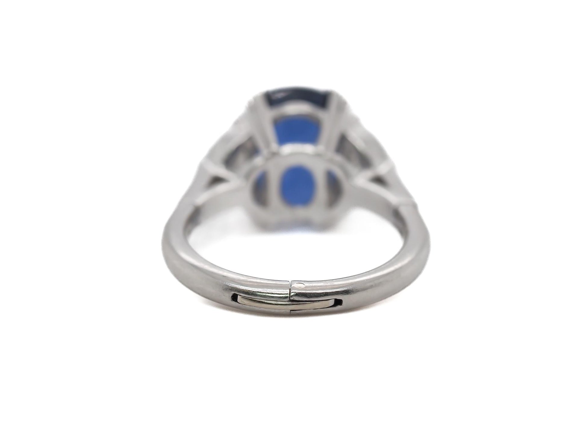 Estate 5.50ct AGL Blue Sapphire and Diamond Platinum Engagement Ring - VEG#59b