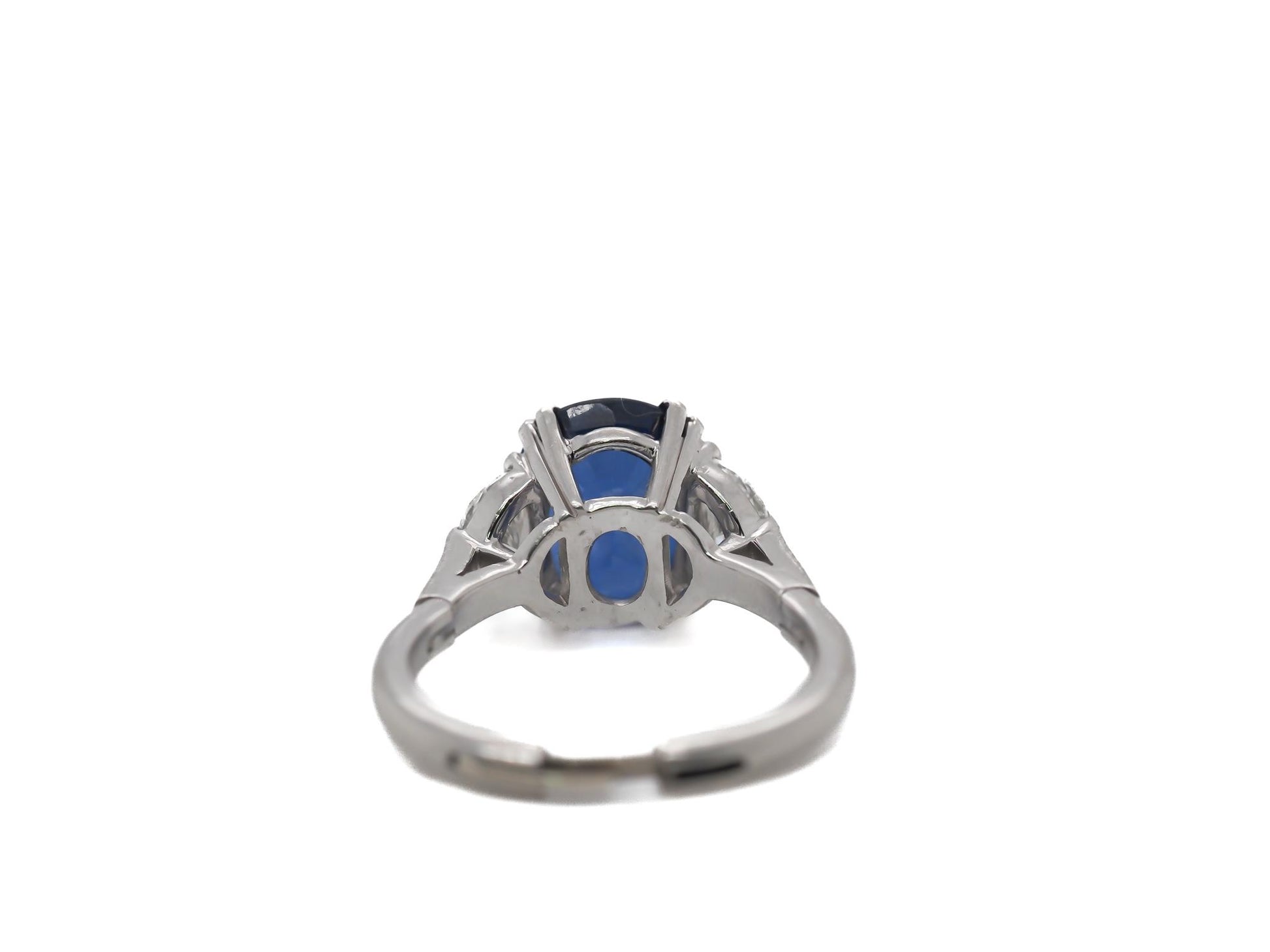 Estate 5.50ct AGL Blue Sapphire and Diamond Platinum Engagement Ring - VEG#59b
