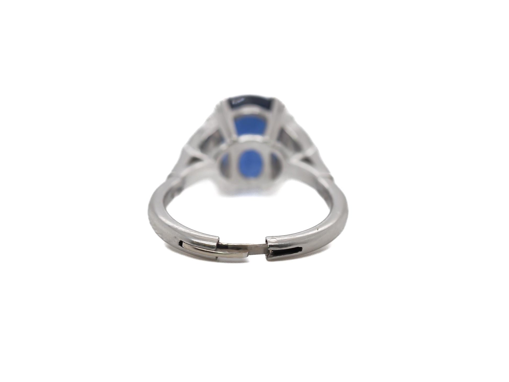 Estate 5.50ct AGL Blue Sapphire and Diamond Platinum Engagement Ring - VEG#59b