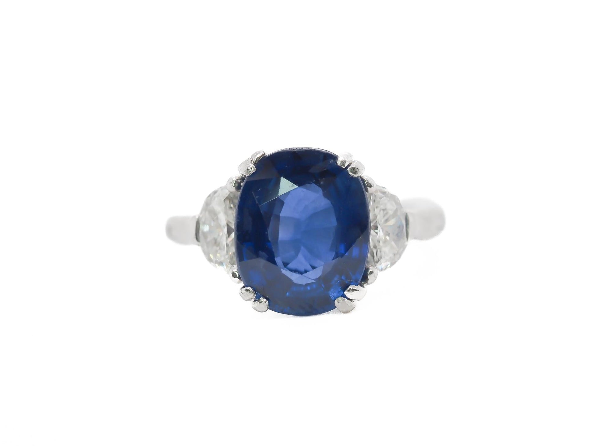 Estate 5.50ct AGL Blue Sapphire and Diamond Platinum Engagement Ring - VEG#59b