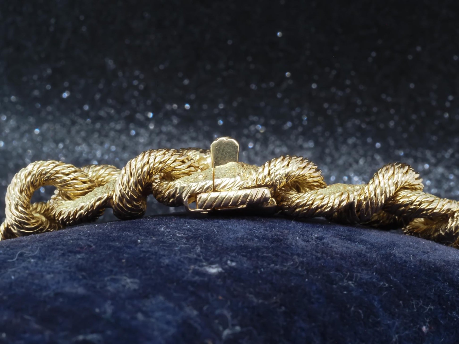 Estate French Georges L’enfant 18K Yellow Gold Textured Bracelet - VHK#197a