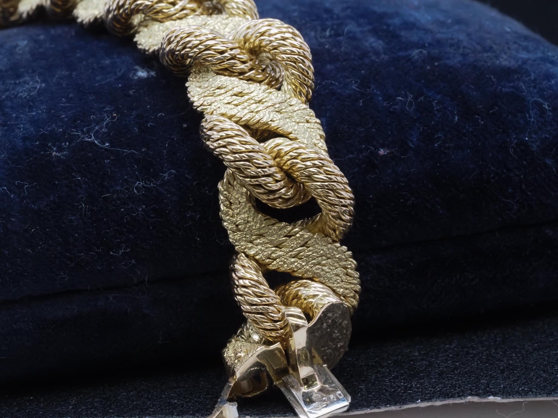 Estate French Georges L’enfant 18K Yellow Gold Textured Bracelet - VHK#197a