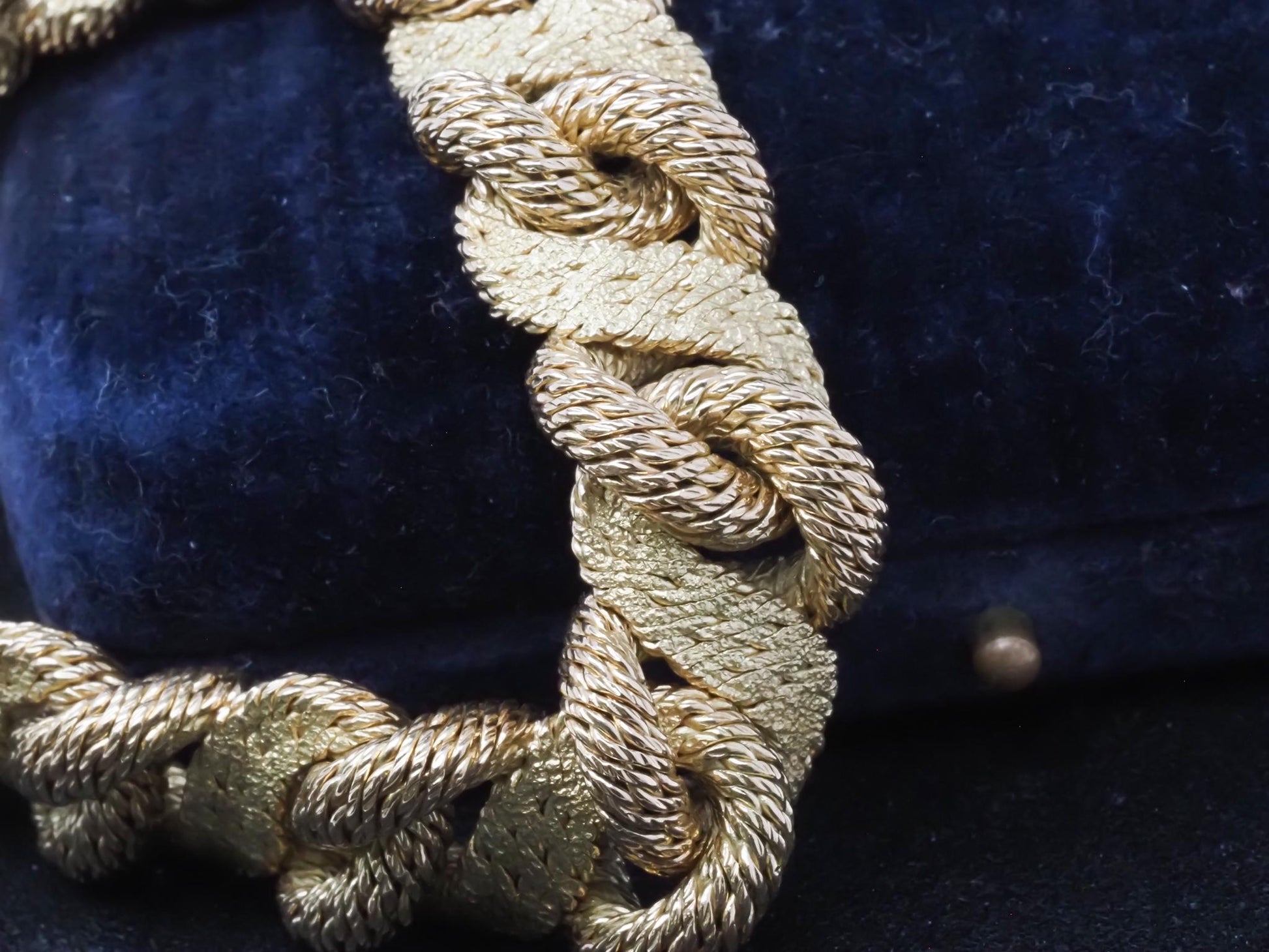 Estate French Georges L’enfant 18K Yellow Gold Textured Bracelet - VHK#197a