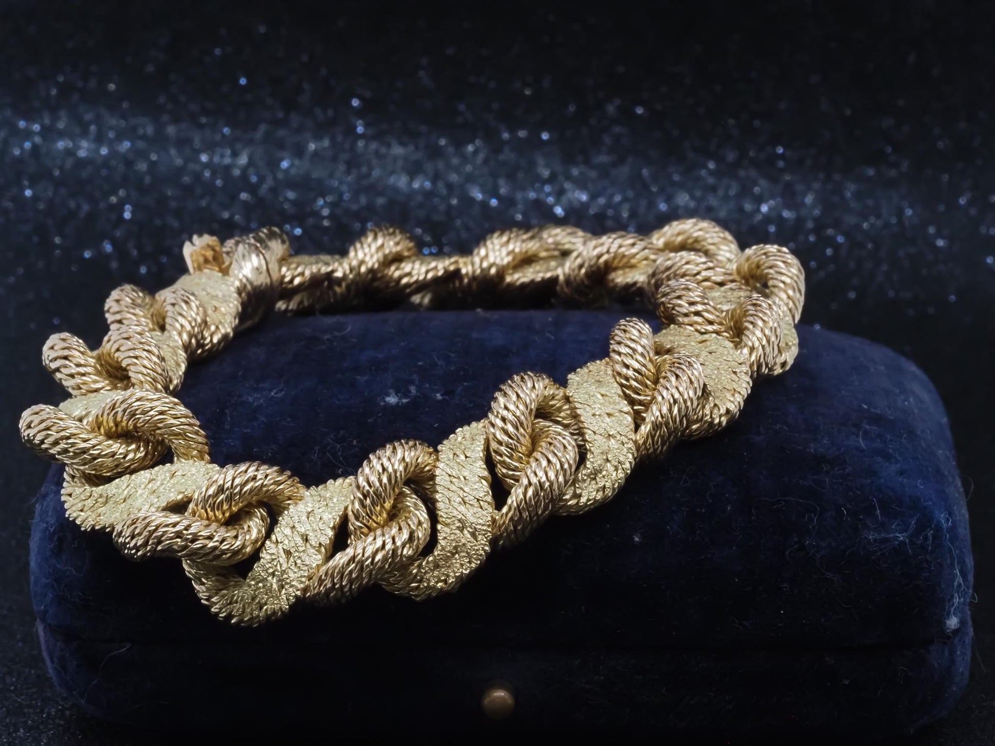 Estate French Georges L’enfant 18K Yellow Gold Textured Bracelet - VHK#197a