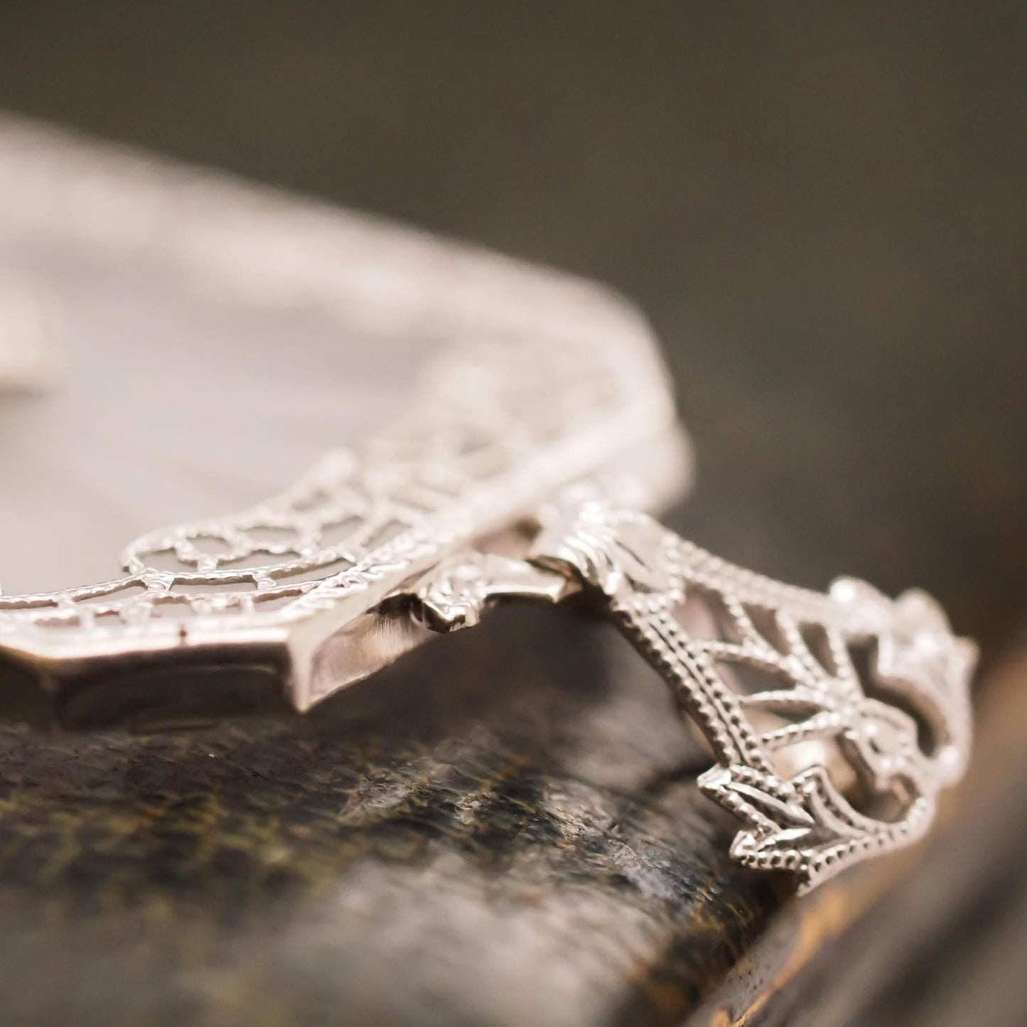 Circa 1930s 14K White Gold Camphor Crystal Diamond Pendant - VHK#660