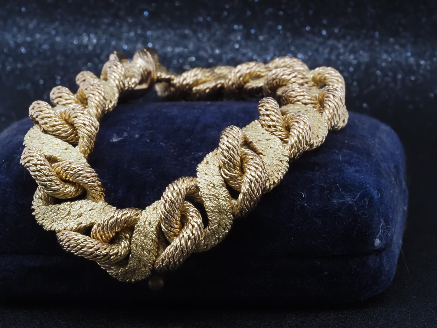 Estate French Georges L’enfant 18K Yellow Gold Textured Bracelet - VHK#197a