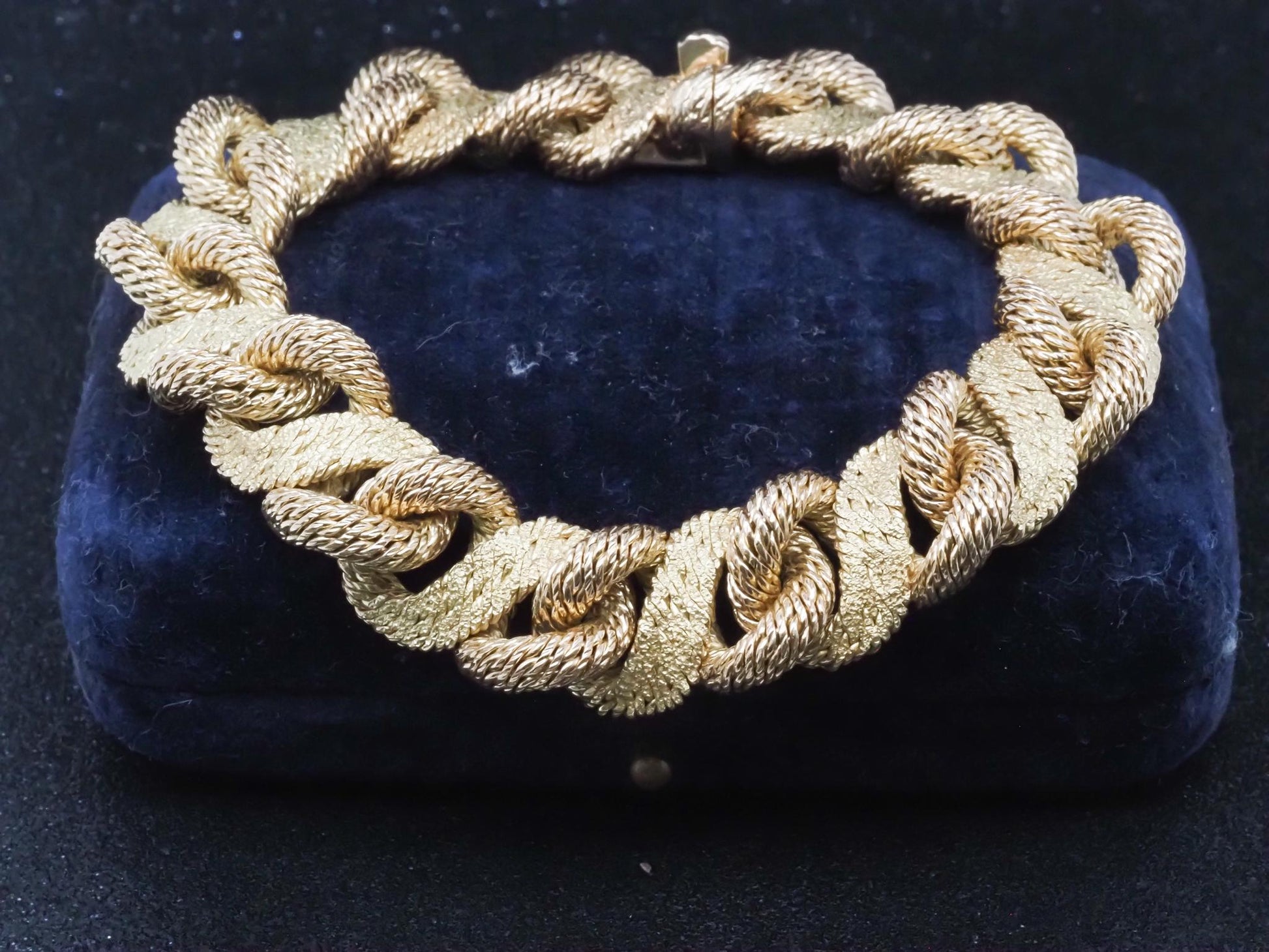 Estate French Georges L’enfant 18K Yellow Gold Textured Bracelet - VHK#197a