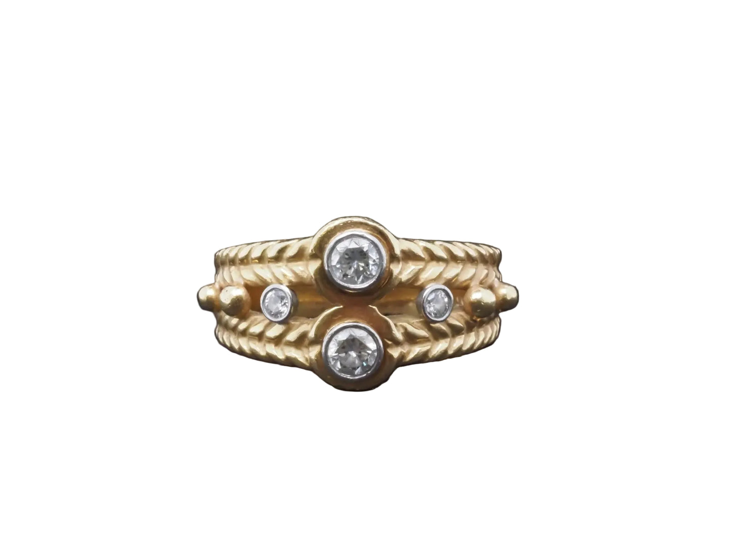Estate 18K Yellow Gold Diamond Engraved Band - VHK#45A
