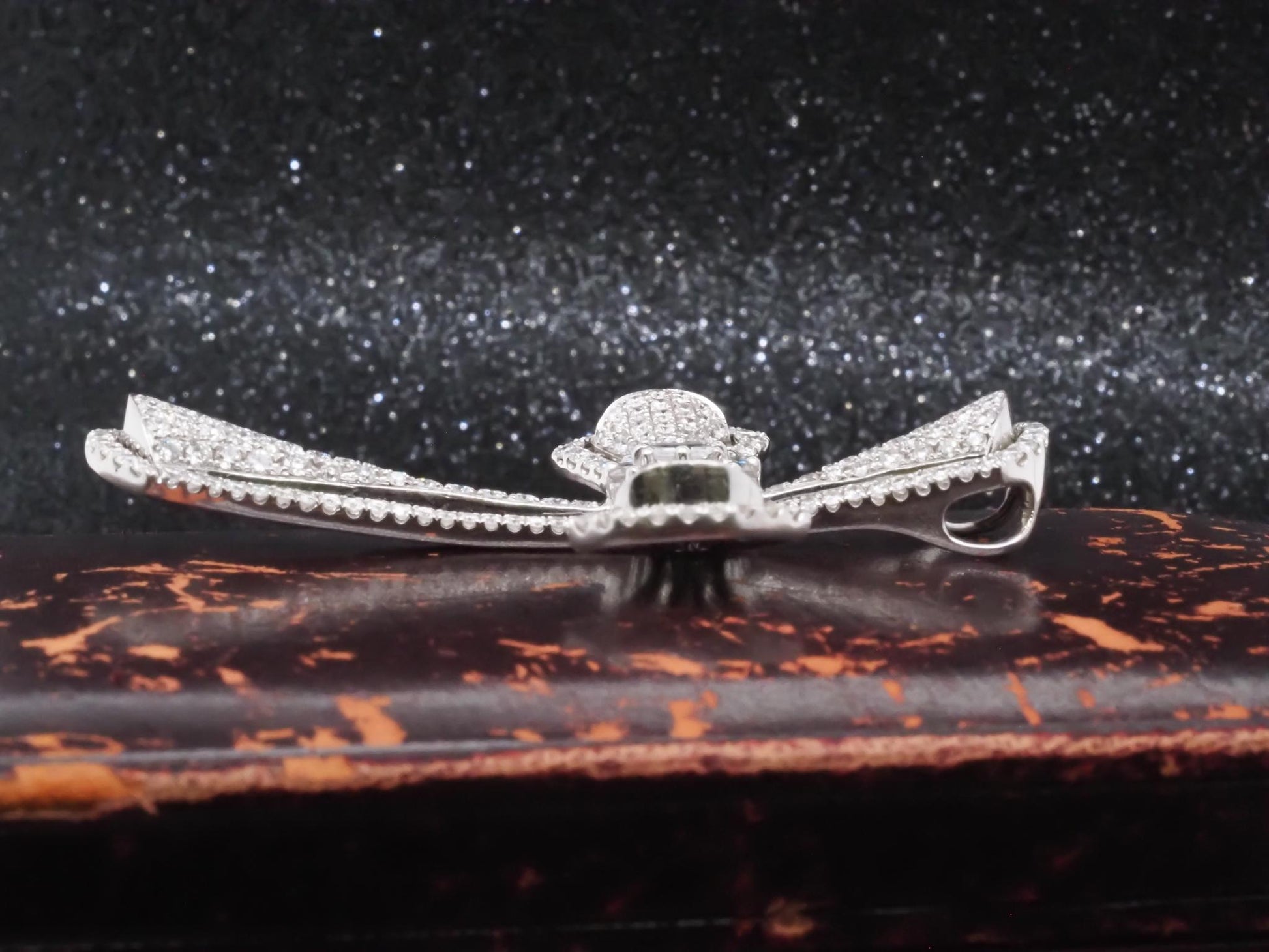 Estate 18K White Gold Diamond Cross Pendant - VHK#327a
