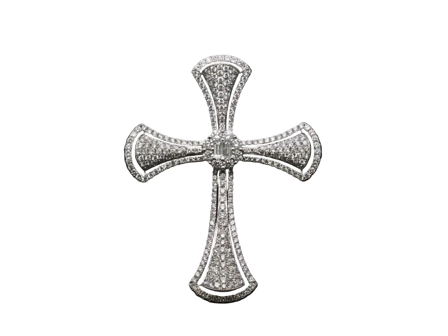 Estate 18K White Gold Diamond Cross Pendant - VHK#327a