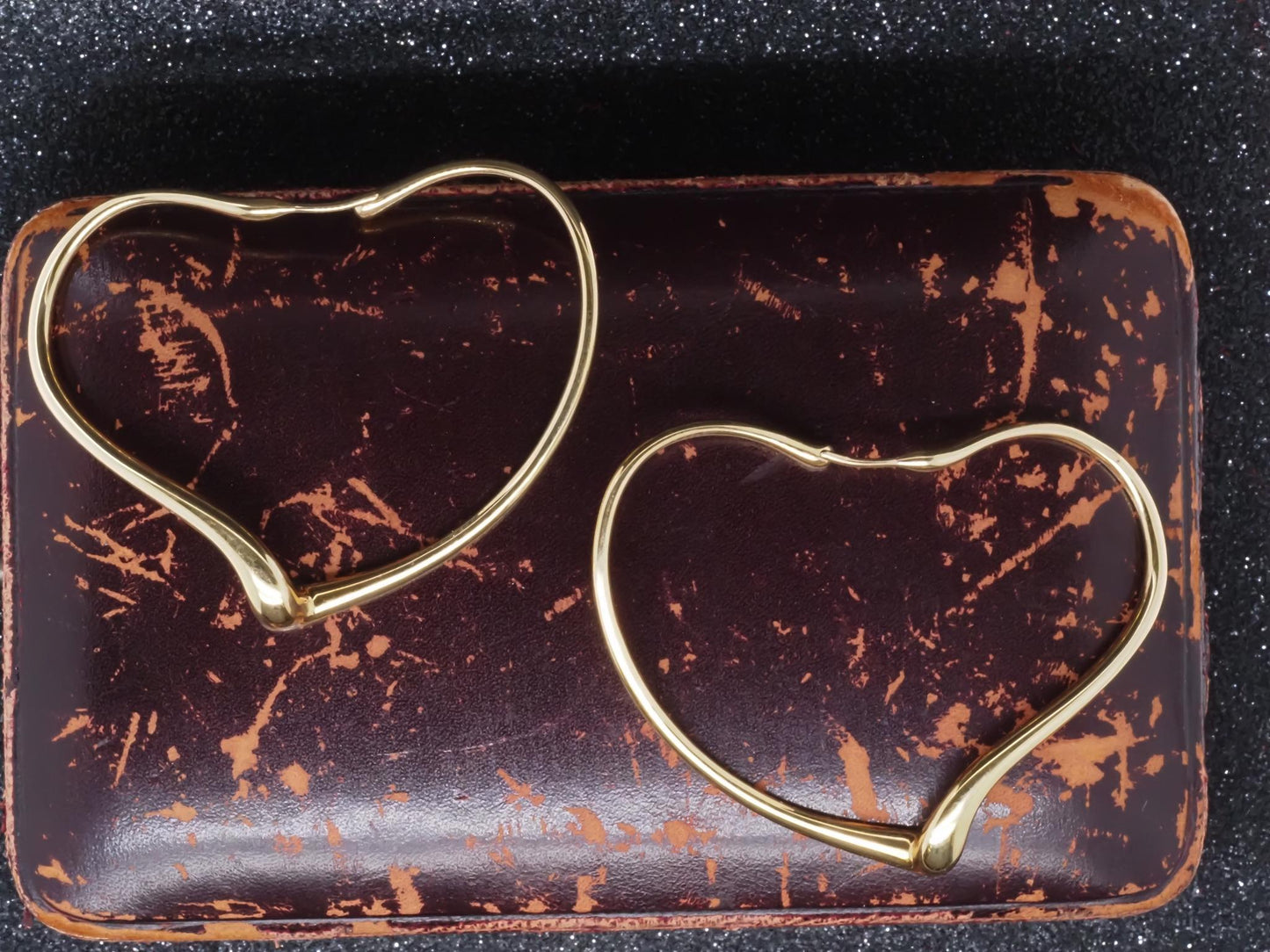 Estate Elsa Peretti Tiffany & Co. 18K Yellow Gold Open Heart Hoop Earrings